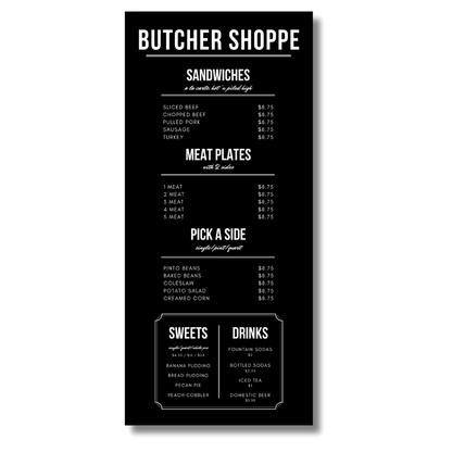 Mini Flat Menus (3.75" x 8.25")