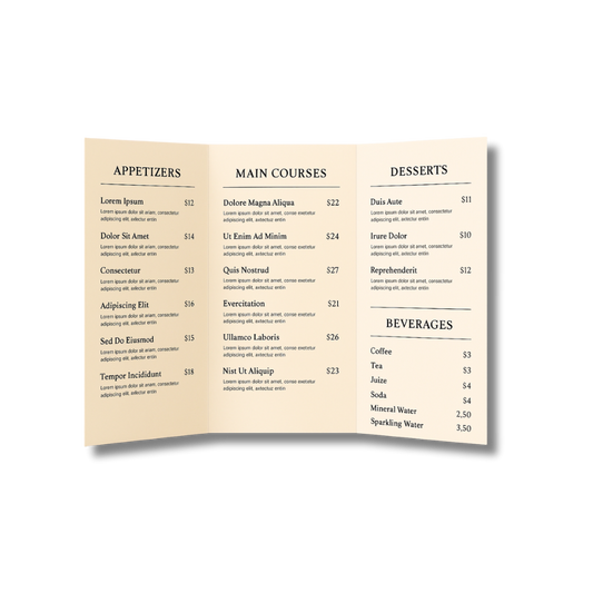 Classic Tri-Fold Menu (8.5" x 11")