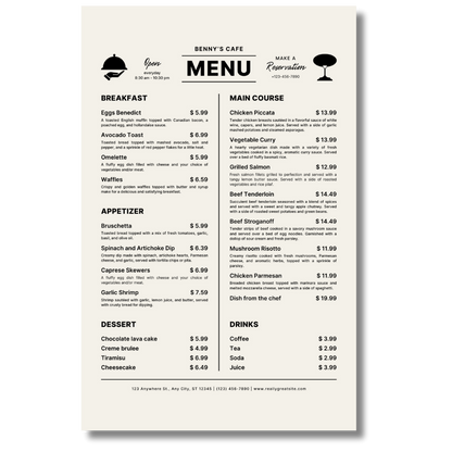 Large Flat Menu (11" x 17")